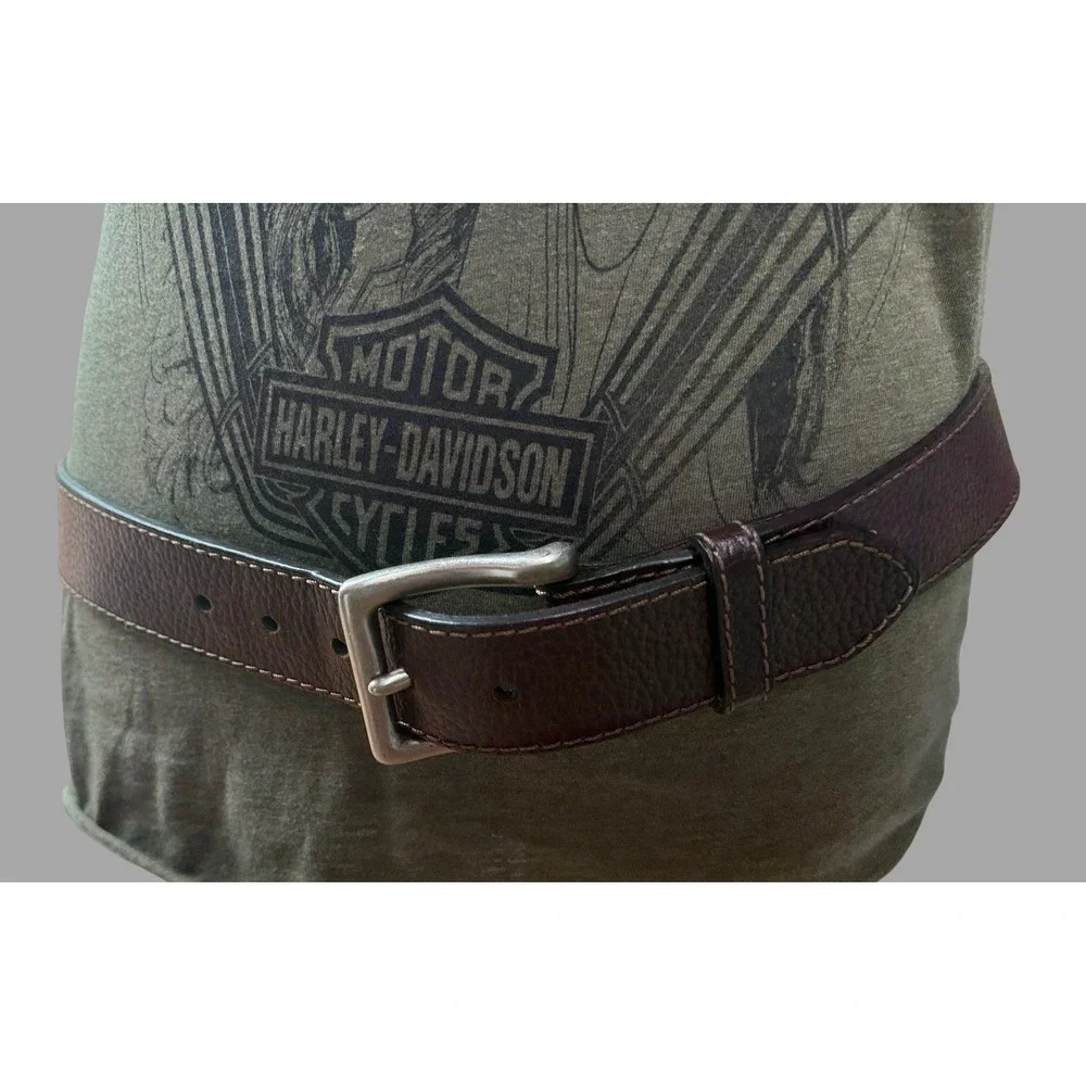 Larry‎ Mahan Brown Genuine Leather Belt Silver Buckle 40